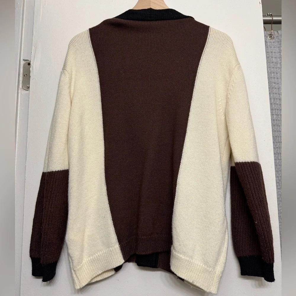 MARELLA Brown and Cream Wool Cardigan - Picture 5 of 8